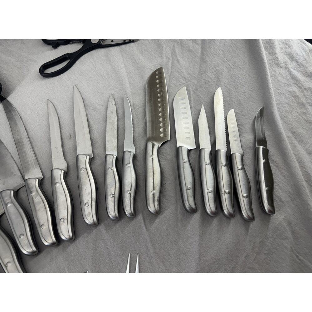 Knife Block With Knives, Poultry Shears, Fork, And Sharpener By Phillipe Richard - Picture 10 of 13
